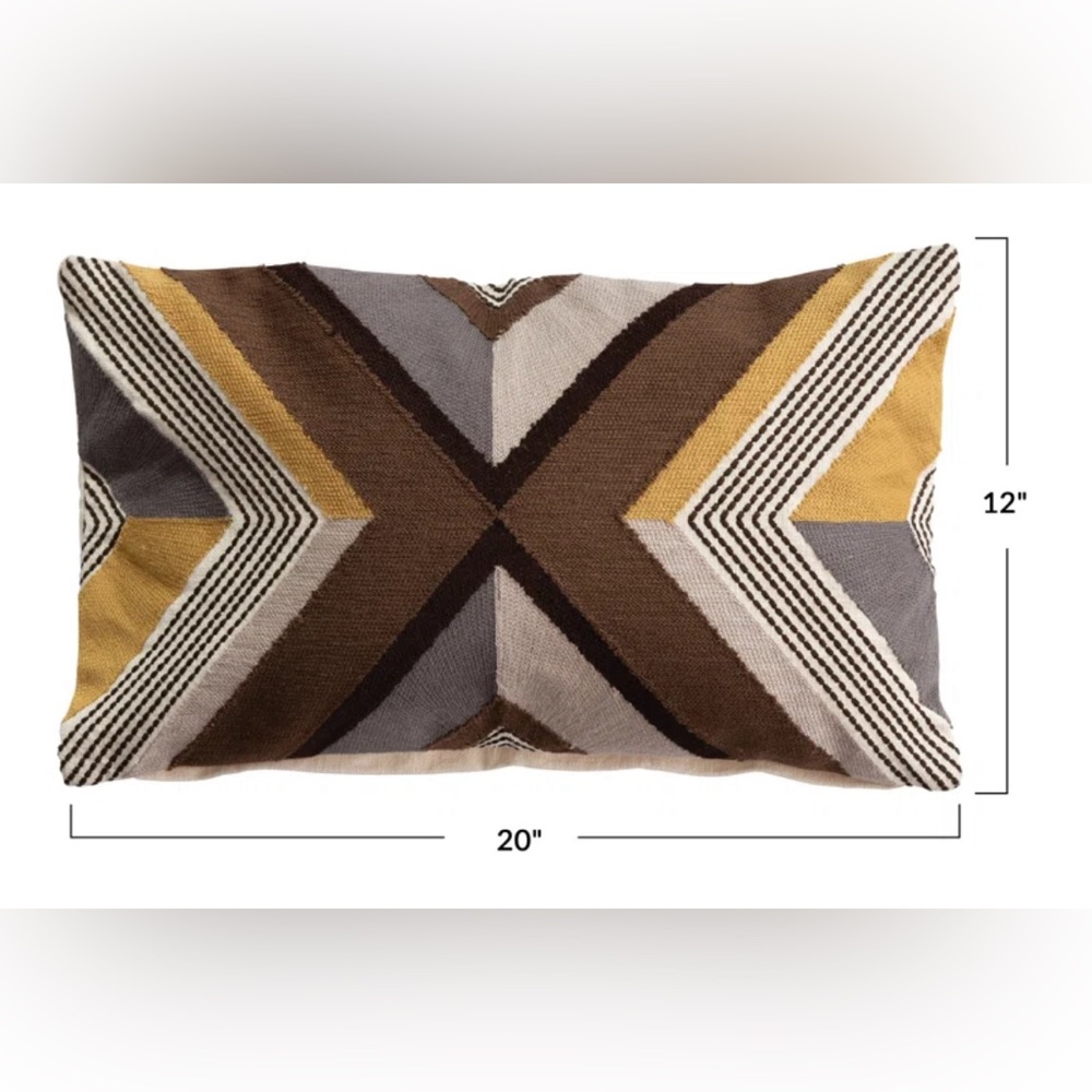 New Creative Co-op embroidered throw pillow gold stripe